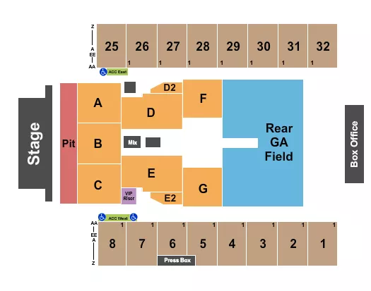 ENDSTAGE GA PIT REAR FIELD GA Seating Map Seating Chart