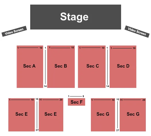 HO CHUNK CASINO BARABOO END STAGE Seating Map Seating Chart