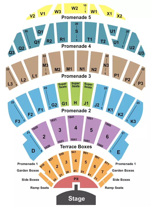 ENDSTAGE PIT W CATWALK Seating Map Seating Chart