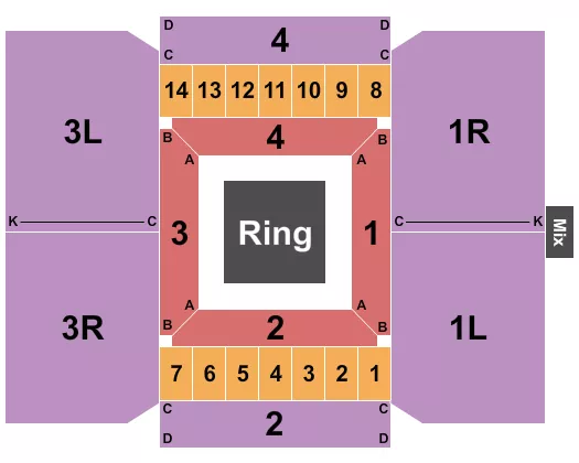HOLLYWOOD CASINO GULF COAST BAY ST LOUIS WRESTLING Seating Map Seating Chart