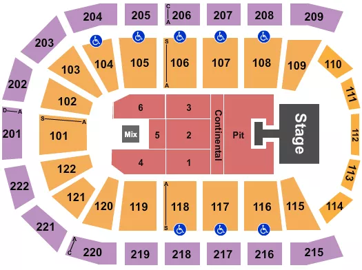 ENDSTAGE PIT Seating Map Seating Chart