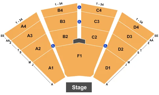 ISLETA RESORT CASINO SHOWROOM END STAGE Seating Map Seating Chart
