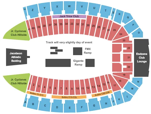 NITRO CIRCUS Seating Map Seating Chart