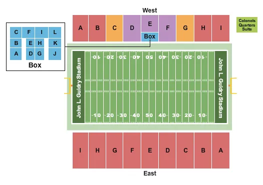 JOHN L GUIDRY STADIUM FOOTBALL 2019 20 Seating Map Seating Chart