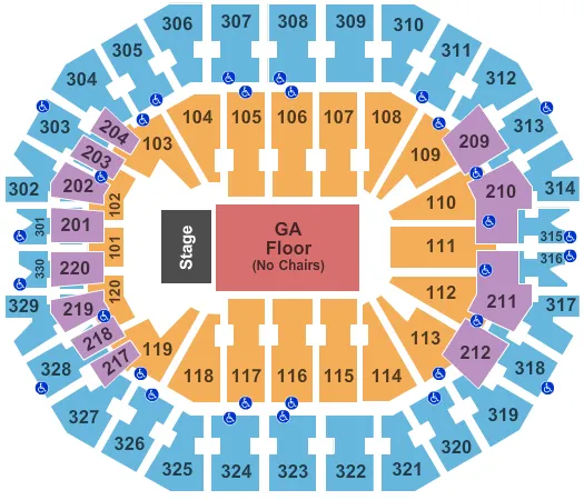KFC YUM CENTER ENDSTAGE GA FLOOR Seating Map Seating Chart
