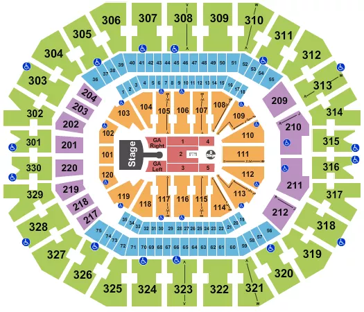 KFC YUM CENTER GRETA VAN FLEET Seating Map Seating Chart