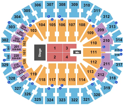 KFC YUM CENTER JANET JACKSON Seating Map Seating Chart