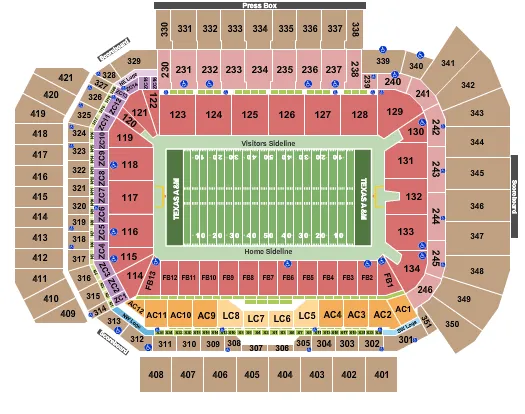 FOOTBALL Seating Map Seating Chart