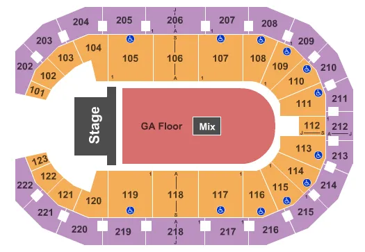 ENDSTAGE GA FLR Seating Map Seating Chart