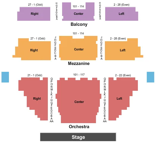 END STAGE Seating Map Seating Chart