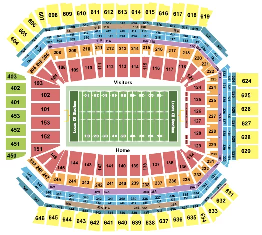 FOOTBALL NO VFS Seating Map Seating Chart