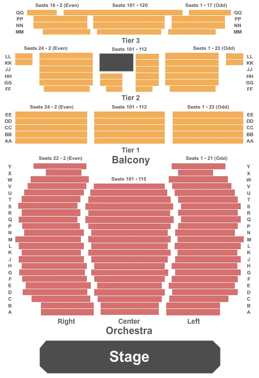 END STAGE Seating Map Seating Chart