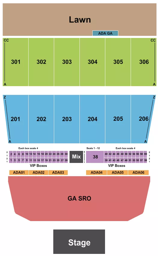ENDSTAGE SRO Seating Map Seating Chart