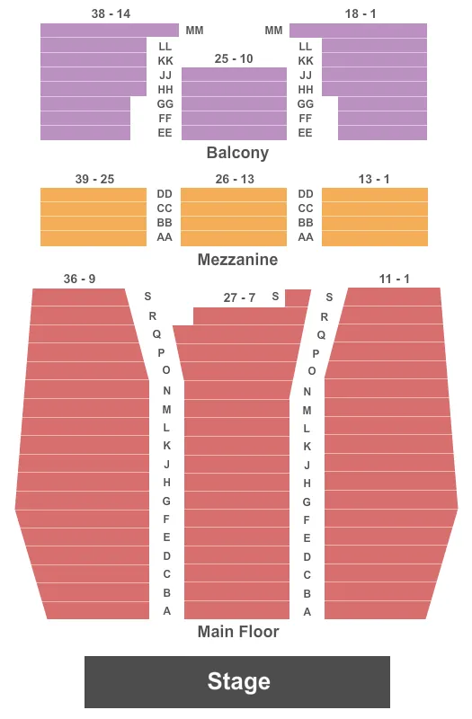 END STAGE Seating Map Seating Chart