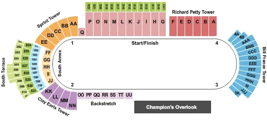 RACING Seating Map Seating Chart