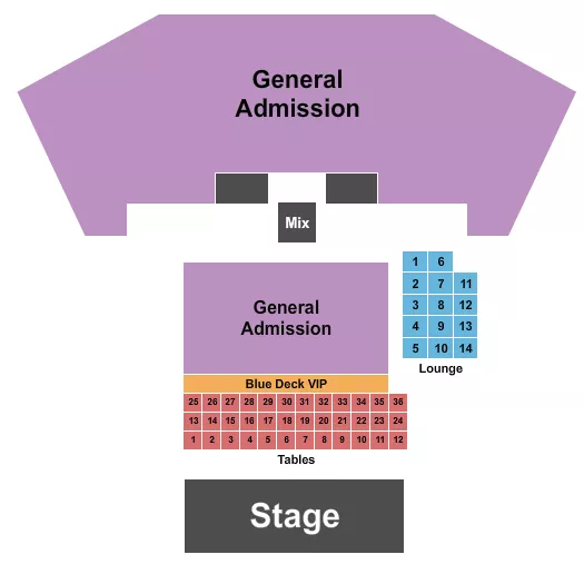 ENDSTAGE GA TABLE LOUNGE Seating Map Seating Chart