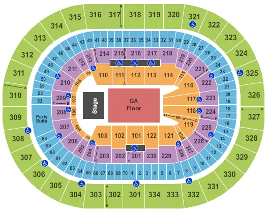 ENDSTAGE GA FLOOR Seating Map Seating Chart