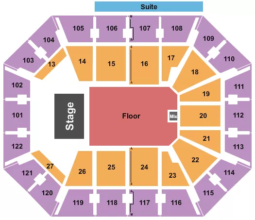 MOHEGAN SUN ARENA CT ENDSTAGE GA FLOOR Seating Map Seating Chart