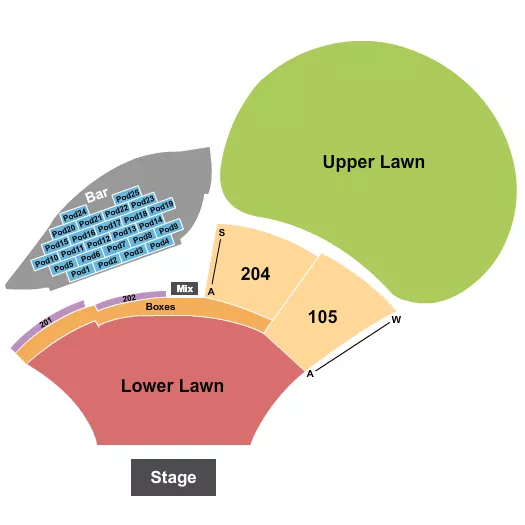 ENDSTAGE LOWER UPPER LAWN Seating Map Seating Chart