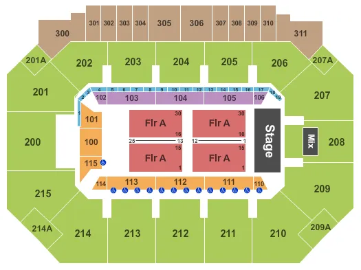 MOODY COLISEUM SMU END STAGE Seating Map Seating Chart