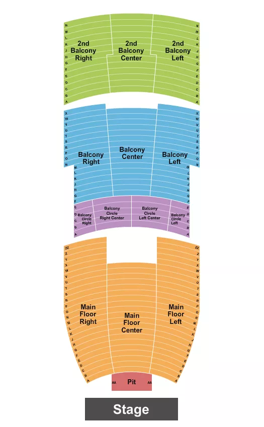 MOORE THEATRE WA ENDSTAGE PIT Seating Map Seating Chart