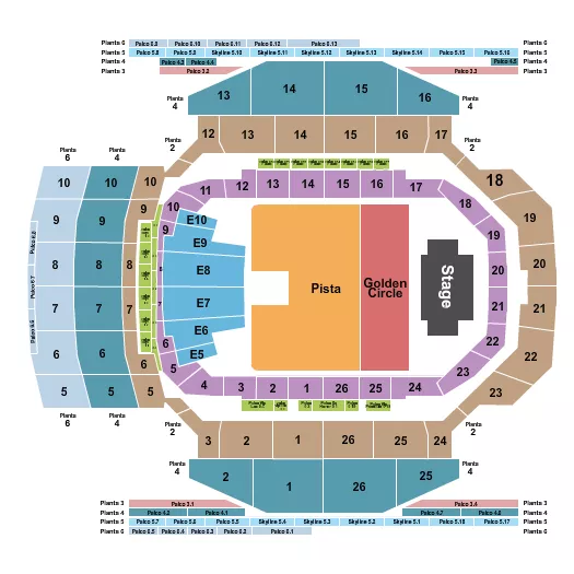 MOVISTAR ARENA MADRID ENDSTAGE GOLDEN CIRCLE Seating Map Seating Chart
