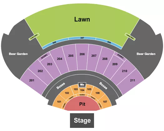 MYSTIC LAKE AMPHITHEATRE SHAKOPEE ENDSTAGE LARGE GA PIT Seating Map Seating Chart