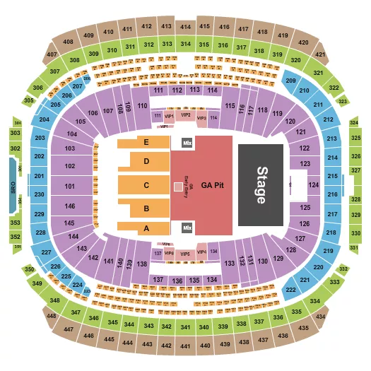 ZACH BRYAN Seating Map Seating Chart