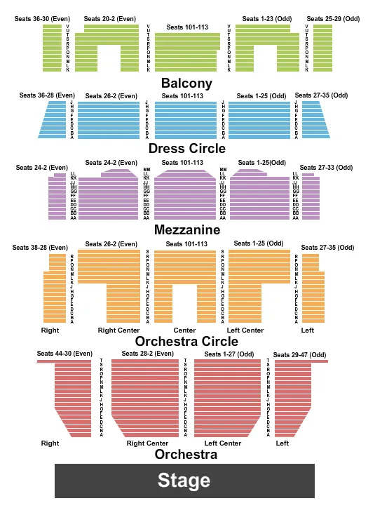 END STAGE Seating Map Seating Chart