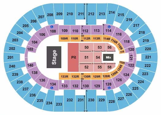 ENDSTAGE PIT Seating Map Seating Chart