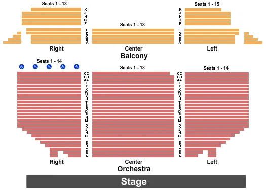 ODELL WILLIAMSON AUDITORIUM BRUNSWICK COMMUNITY COLLEGE END STAGE Seating Map Seating Chart