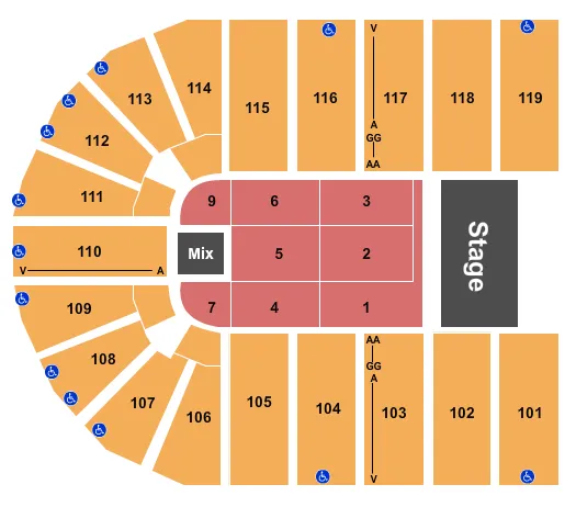 ORLEANS ARENA THE ORLEANS HOTEL ENDSTAGE 3 Seating Map Seating Chart