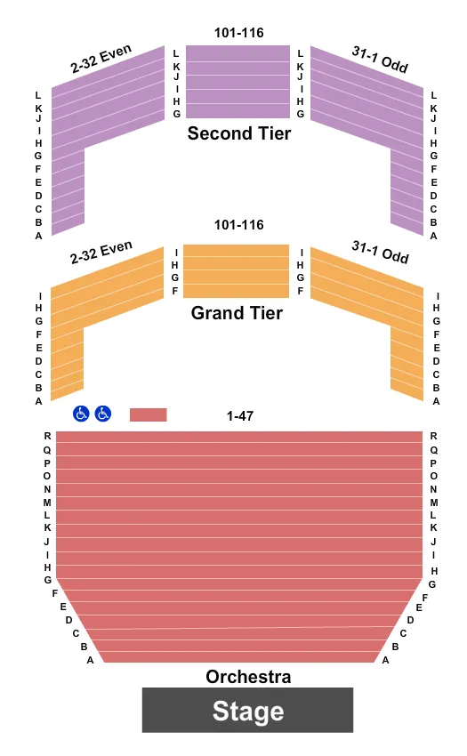 PERFORMING ARTS CENTER PURCHASE COLLEGE CONCERT HALL CONCERT HALL Seating Map Seating Chart
