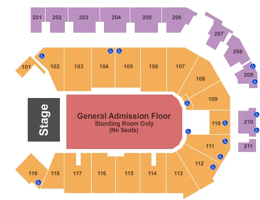 ENDSTAGE GA FLOOR Seating Map Seating Chart