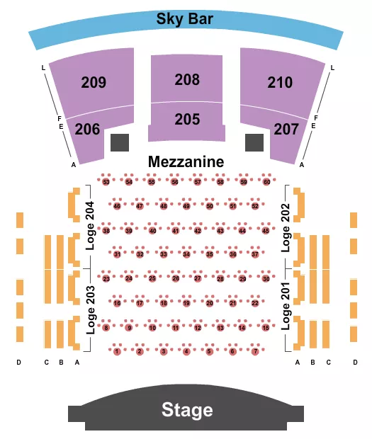 PARAMOUNT THEATRE HUNTINGTON CABARET TABLES Seating Map Seating Chart