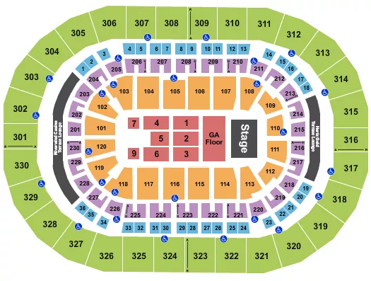 ENDSTAGE FRONT GA FLOOR Seating Map Seating Chart
