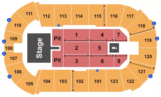 ENDSTAGE PIT W CATWALK Seating Map Seating Chart