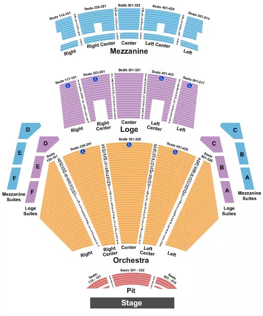 PEACOCK THEATER LOS ANGELES ENDSTAGE 4 Seating Map Seating Chart