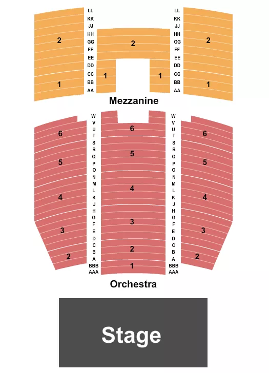 QUEEN ELIZABETH THEATRE TORONTO ENDSTAGE ORCH 1 6 MEZZ 12 Seating Map Seating Chart
