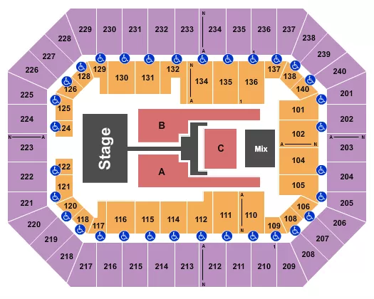 RAISING CANES RIVER CENTER ARENA TOBYMAC Seating Map Seating Chart