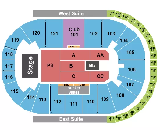 ENDSTAGE PIT Seating Map Seating Chart