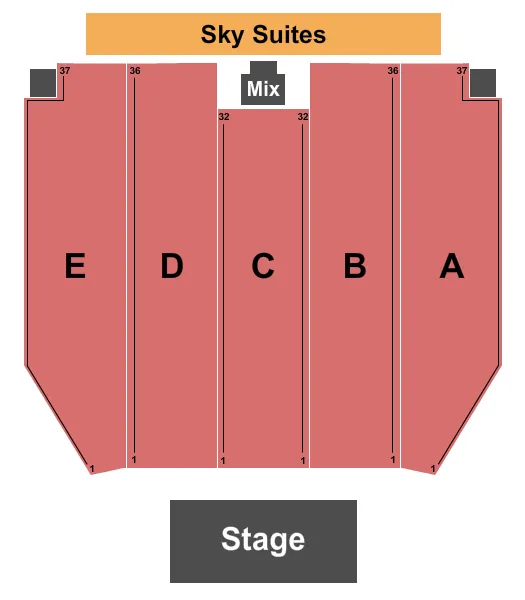 RESORTS WORLD CATSKILLS MONTICELLO END STAGE 3 Seating Map Seating Chart