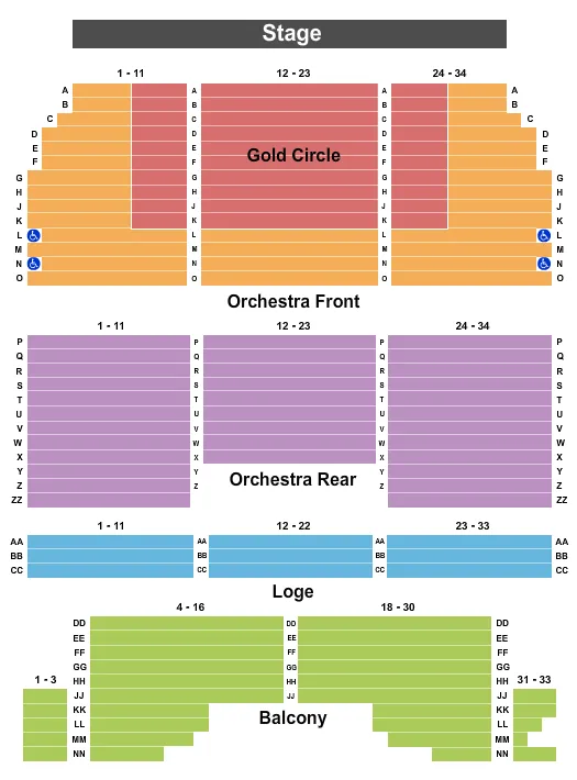 ENDSTAGE W GC Seating Map Seating Chart