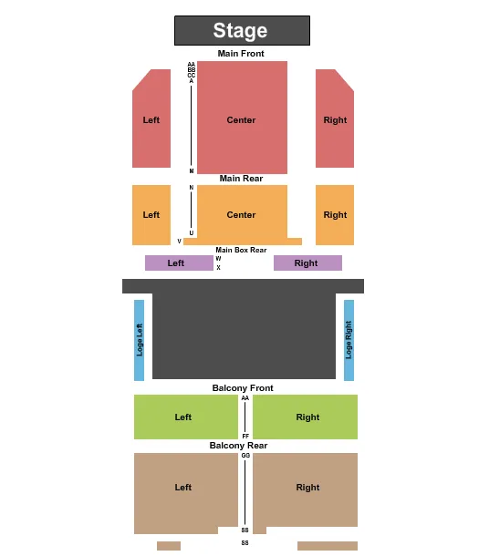 END STAGE Seating Map Seating Chart