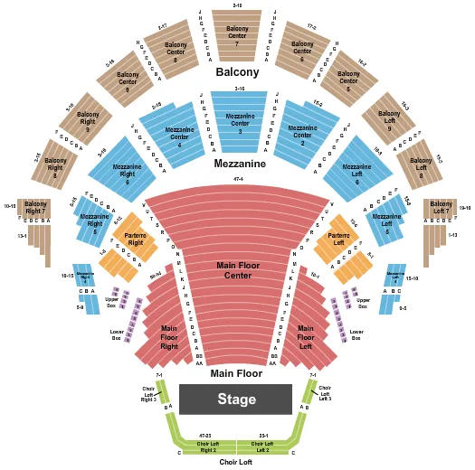 END STAGE Seating Map Seating Chart