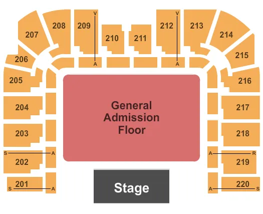 END STAGE GA FLOOR Seating Map Seating Chart