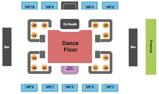 RYSE SAINT CHARLES DANCE FLOOR VIP BOOTH Seating Map Seating Chart