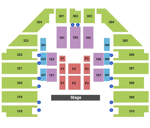 TONYS PIZZA EVENTS CENTER ENDSTAGE Seating Map Seating Chart
