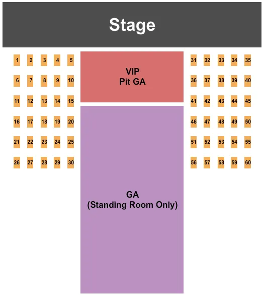 END STAGE Seating Map Seating Chart