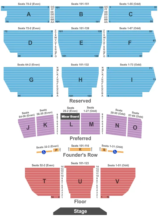 END STAGE Seating Map Seating Chart